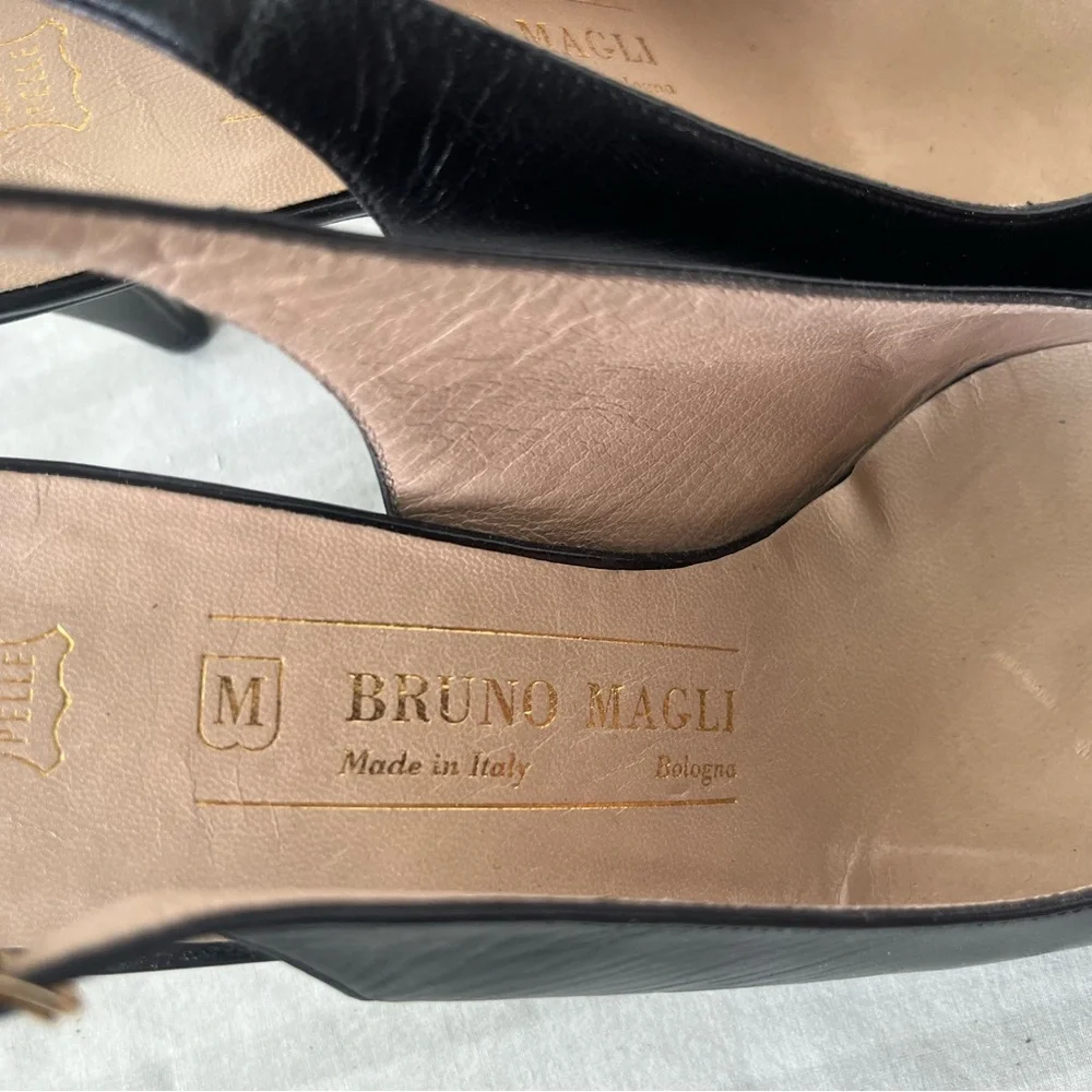 Bruno Magli Black Slingback Heels with Gold Accents - Picture 4 of 5